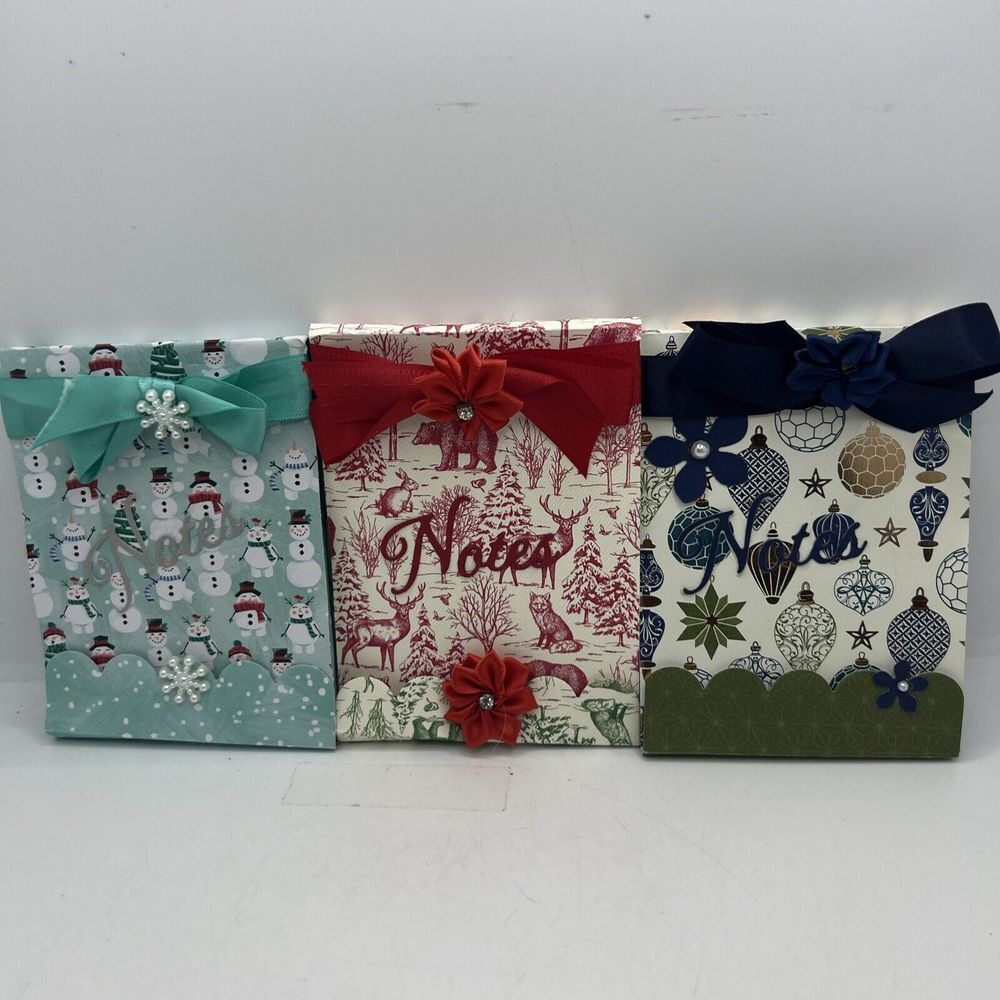 Handmade Christmas Holiday Notes Notepad W/ Little‎ Pen Great Stocking Stuffer